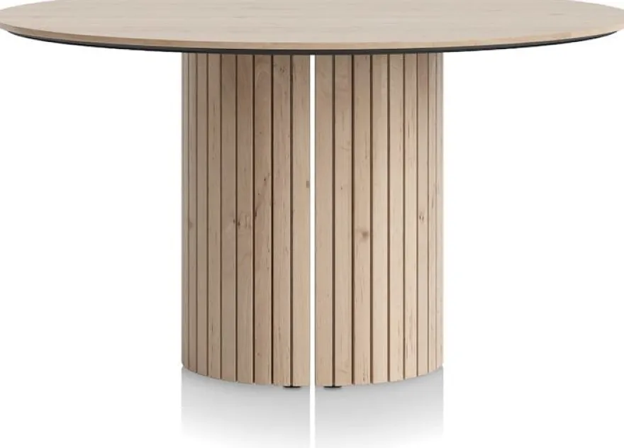 Pavie, eetkamertafel rond 140 cm (houten poot) - natural