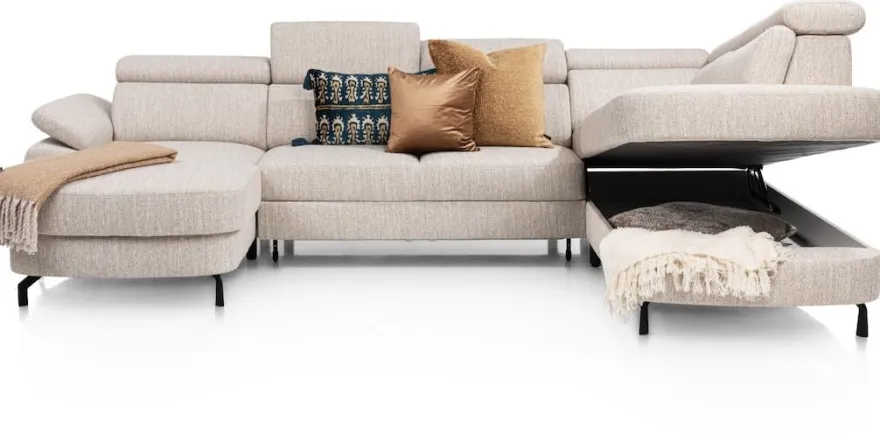 Pertina, longchair links - 2,5 zits zonder arm - ottomane big rechts