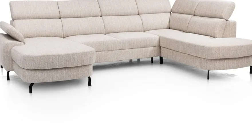 Pertina, longchair links - 2,5 zits zonder arm - ottomane big rechts