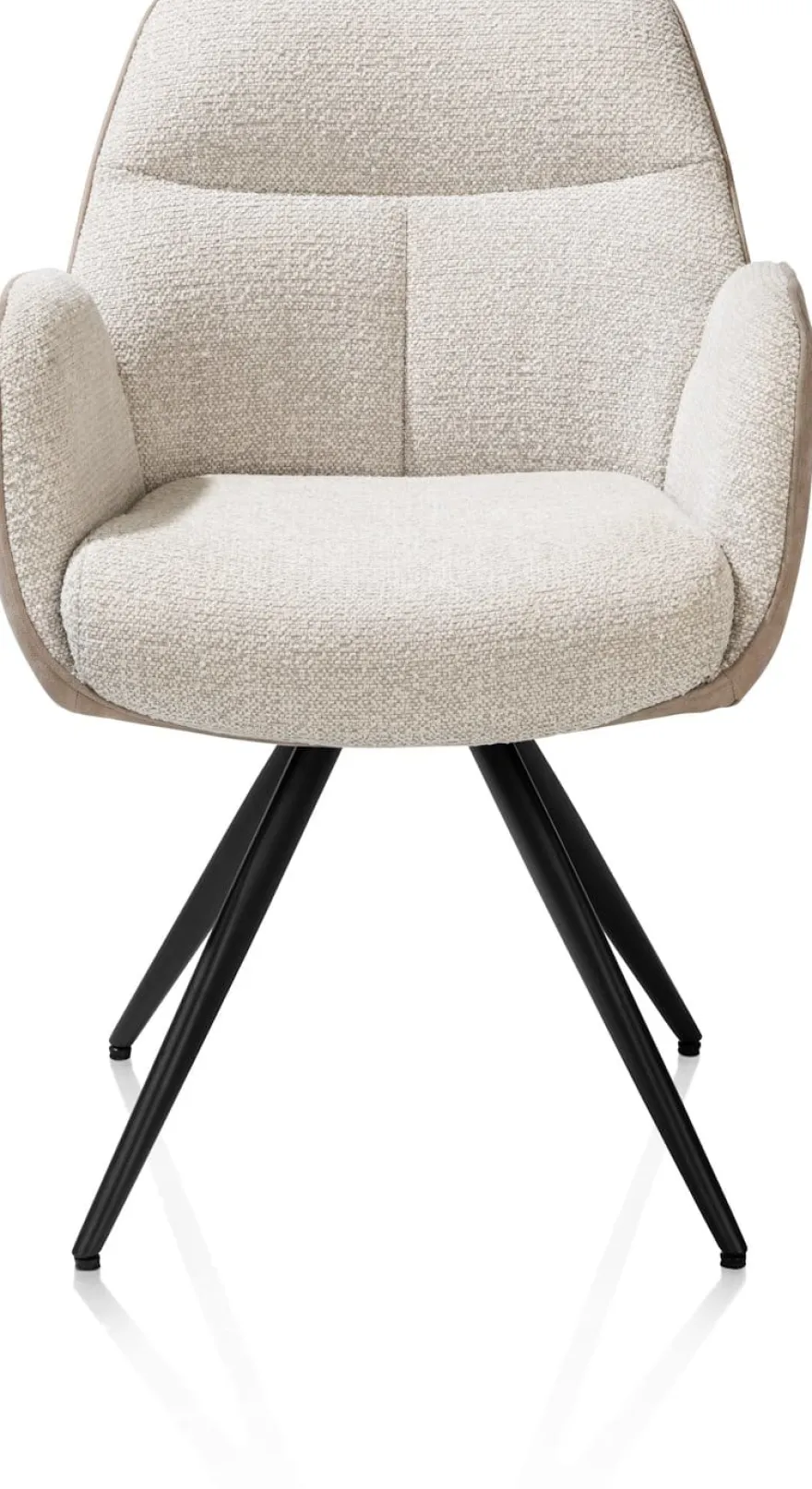 Pippa, Armstoel + pocket - 180 graden draaibaar - rough off black frame - knock down - combi oregon-sevilla - beige