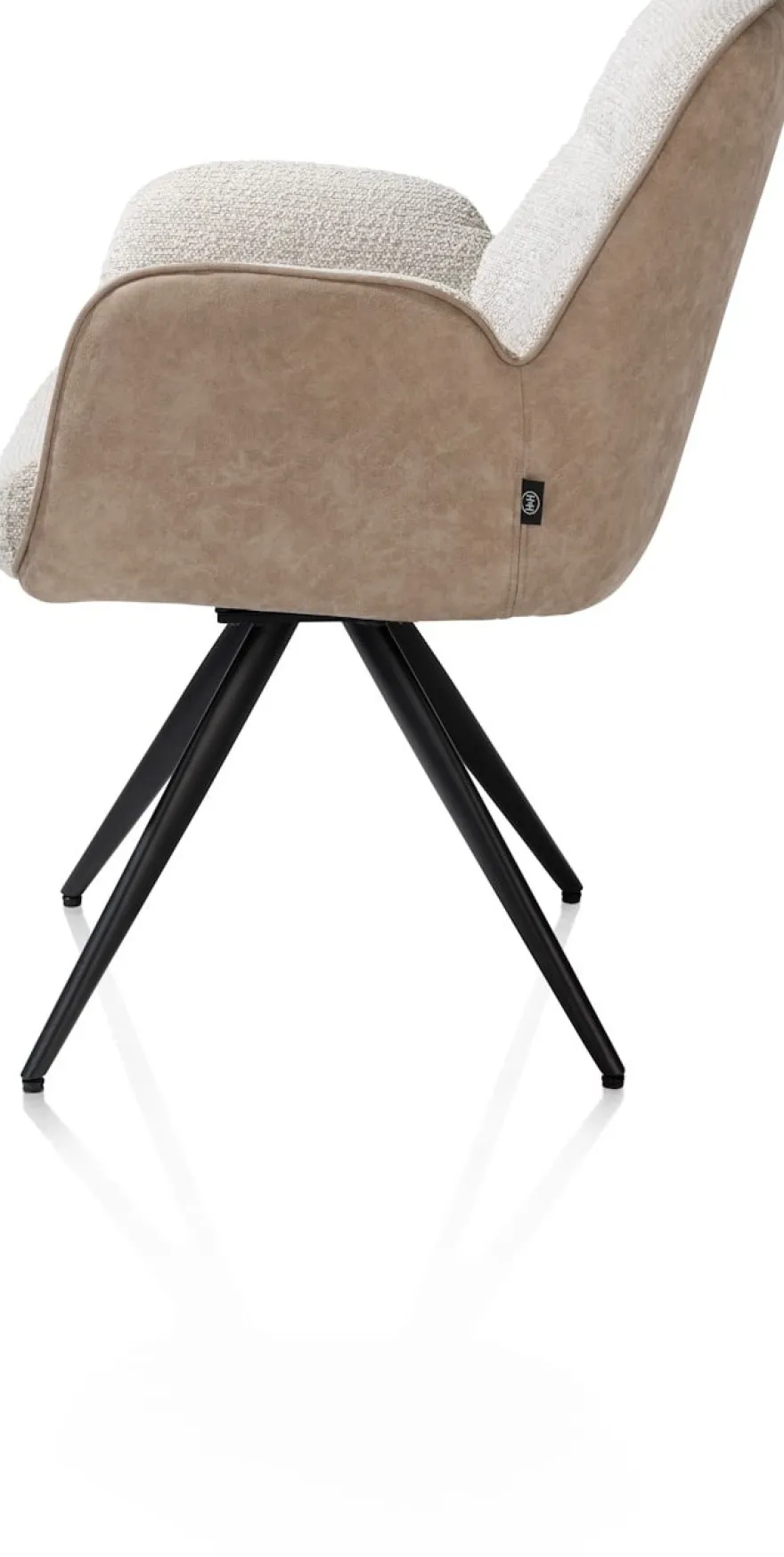 Pippa, Armstoel + pocket - 180 graden draaibaar - rough off black frame - knock down - combi oregon-sevilla - beige
