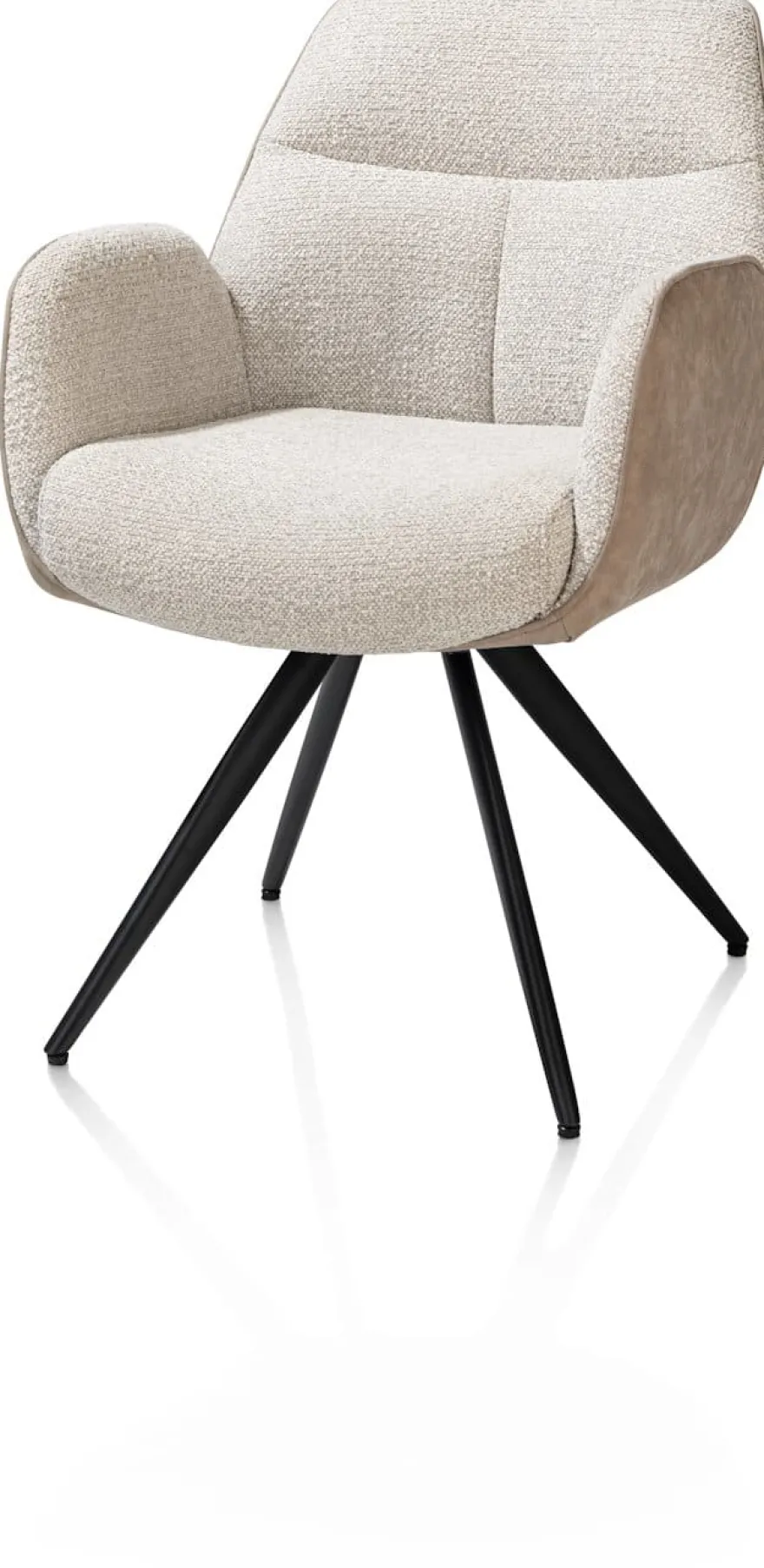 Pippa, Armstoel + pocket - 180 graden draaibaar - rough off black frame - knock down - combi oregon-sevilla - beige
