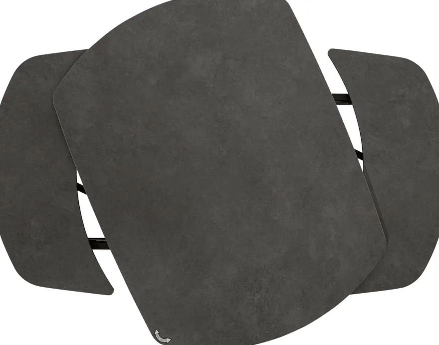 Preston, uitschuiftafel 120 (+ 2 x 30) x 90 cm - centrale poot - keramiek op glas - Antraciet