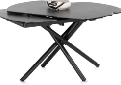 Preston, uitschuiftafel 120 (+ 2 x 30) x 90 cm - centrale poot - keramiek op glas - Antraciet