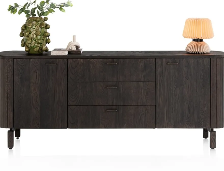 Ravello, dressoir 220 cm - 2-deuren + 3-laden - Basalt