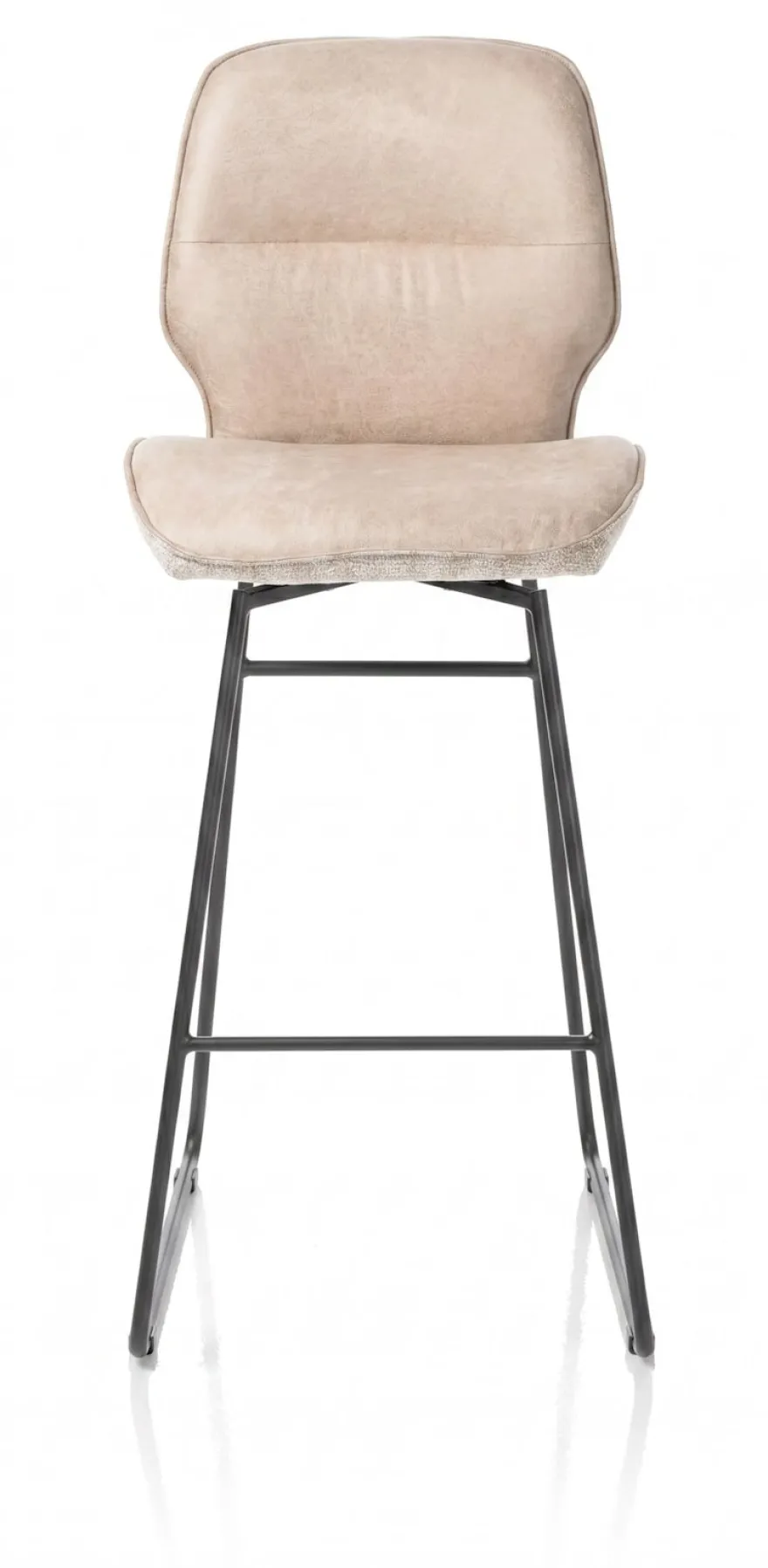 Ravi, barstoel zwart frame (ROB) - hoog - draaibaar - combi Secilia & Toba - beige