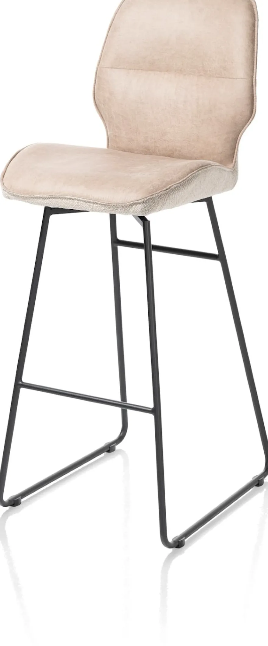 Ravi, barstoel zwart frame (ROB) - hoog - draaibaar - combi Secilia & Toba - beige