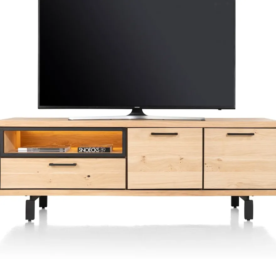 Ridgefield, lowboard 170 cm - 2 deuren + 1-lade + 1-niche (+ LED) - natural