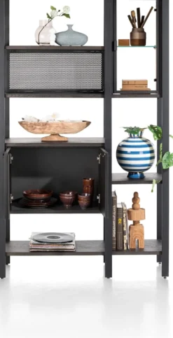 Ridgefield, roomdivider 120 cm - 2-glasdeuren + 4-deuren + 6-niches - Castle antraciet