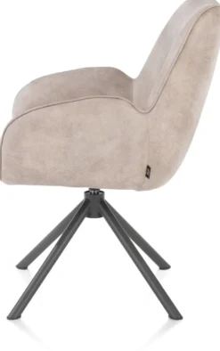 Riley, armstoel 4-poots grafiet frame - draaibaar + pocket - stof Taurus - Kiezel