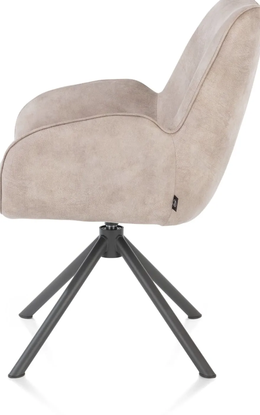 Riley, armstoel 4-poots grafiet frame - draaibaar + pocket - stof Taurus - Kiezel