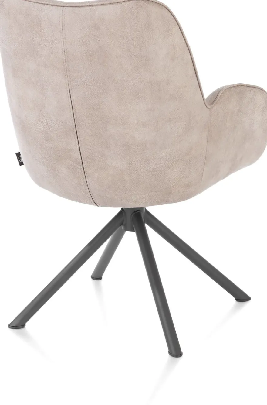 Riley, armstoel 4-poots grafiet frame - draaibaar + pocket - stof Taurus - Kiezel