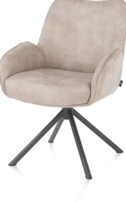 Riley, armstoel 4-poots grafiet frame - draaibaar + pocket - stof Taurus - Kiezel