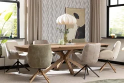 Riley, armstoel 4-poots grafiet frame met relaxsysteem - draaibaar + pocket - stof Cadiz - Creme