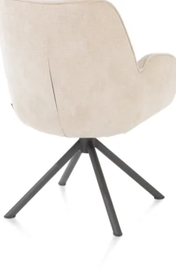 Riley, armstoel 4-poots grafiet frame met relaxsysteem - draaibaar + pocket - stof Cadiz - Creme