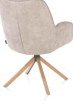 Riley, armstoel 4-poots naturel eiken - draaibaar + pocket - stof Taurus - Kiezel