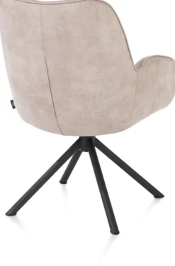 Riley, armstoel 4-poots zwart frame met relaxsysteem - draaibaar + pocket - stof Taurus - kiezel - Kiezel