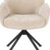 Riley, armstoel 4-poots zwart frame met relaxsysteem - draaibaar + pocket - stof Cadiz - koper - Creme