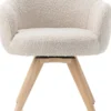 Rocco, armstoel - draaibaar + pocket - naturel eiken - stof Brioni - Creme