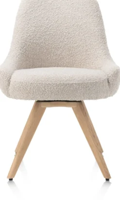 Rocco, eetkamerstoel - draaibaar + pocket - naturel eiken - stof Brioni - Creme