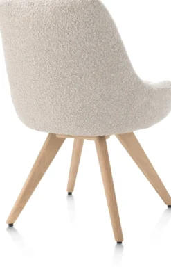 Rocco, eetkamerstoel - draaibaar + pocket - naturel eiken - stof Brioni - Creme
