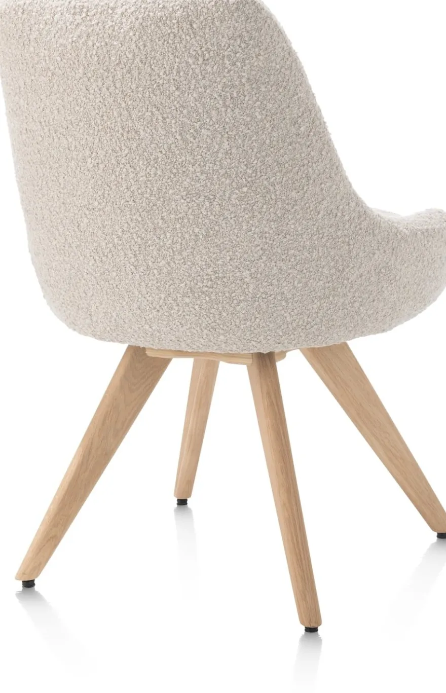 Rocco, eetkamerstoel - draaibaar + pocket - naturel eiken - stof Brioni - Creme