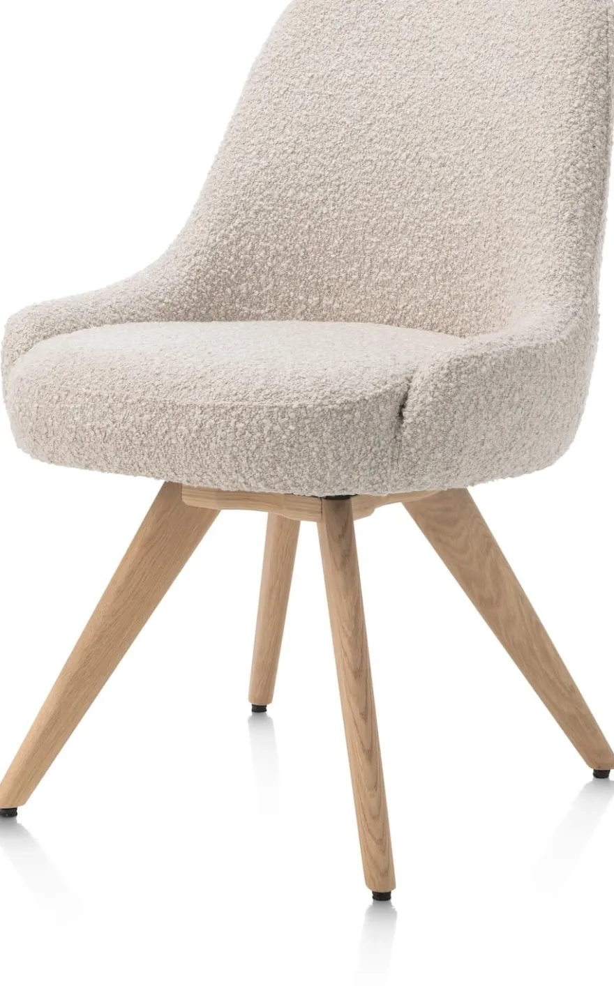 Rocco, eetkamerstoel - draaibaar + pocket - naturel eiken - stof Brioni - Creme