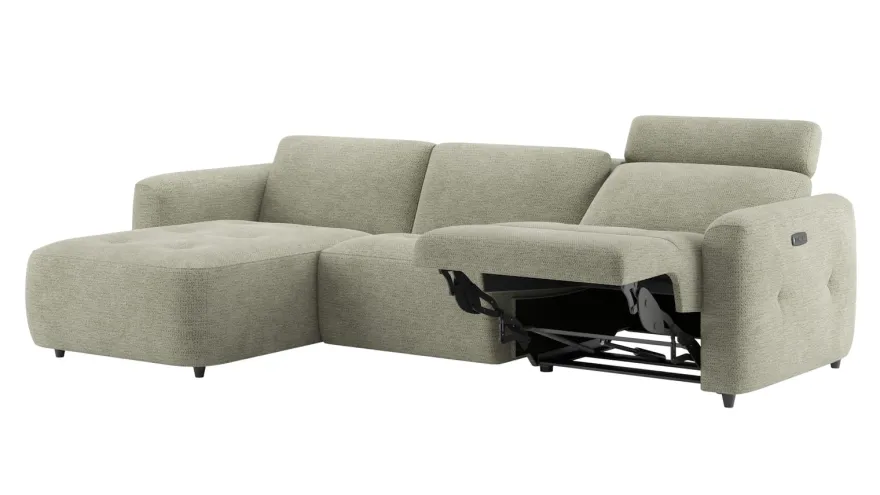 Rochelle, longchair links - 3 zits rechts electrisch verstelbaar met hoofdsteun