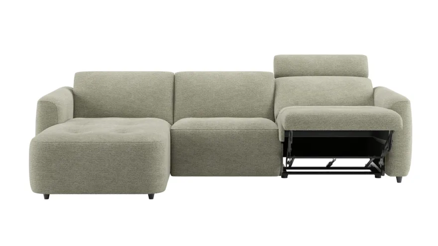 Rochelle, longchair links - 3 zits rechts electrisch verstelbaar met hoofdsteun