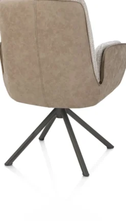 Theros, Armstoel 4-poots graphiet frame met relax-systeem - draaibaar - stof oregon/sevilla - beige