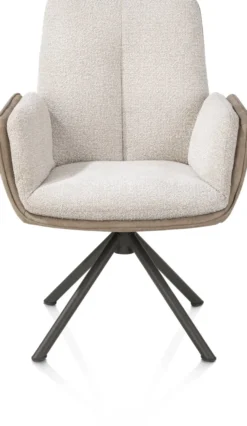 Theros, Armstoel 4-poots graphiet frame met relax-systeem - draaibaar - stof oregon/sevilla - beige