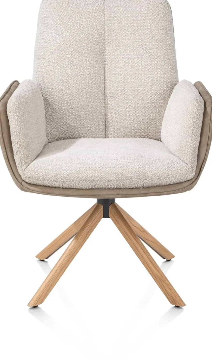 Theros, Armstoel 4-poots naturel eiken - draaibaar - stof oregon/sevilla - beige
