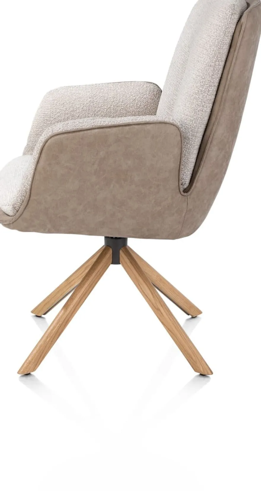 Theros, Armstoel 4-poots naturel eiken - draaibaar - stof oregon/sevilla - beige