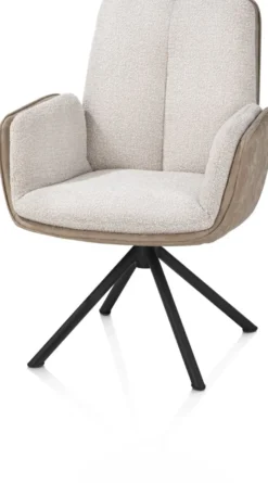 Theros, armstoel 4-poots zwart frame met relaxsysteem - draaibaar - stof Oregon/Sevilla - bei - beige