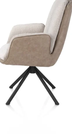 Theros, armstoel 4-poots zwart frame met relaxsysteem - draaibaar - stof Oregon/Sevilla - bei - beige
