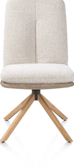 Theros, Eetkamerstoel 4-poots naturel eiken met relax-systeem - draaibaar - stof oregon/sevilla - beige