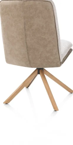 Theros, Eetkamerstoel 4-poots naturel eiken met relax-systeem - draaibaar - stof oregon/sevilla - beige