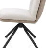 Theros, eetkamerstoel 4-poots zwart frame met relaxsysteem - draaibaar - stof Oregon/Sevilla - beige