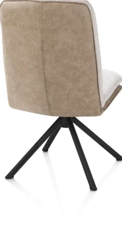 Theros, eetkamerstoel 4-poots zwart frame met relaxsysteem - draaibaar - stof Oregon/Sevilla - beige