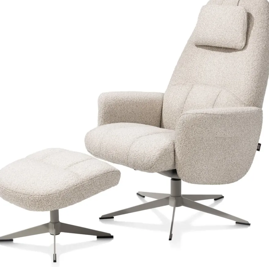 Torino, relaxfauteuil incl. poef - silk grey