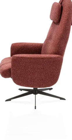 Torino, relaxfauteuil met poef - stof Cloudy - koper