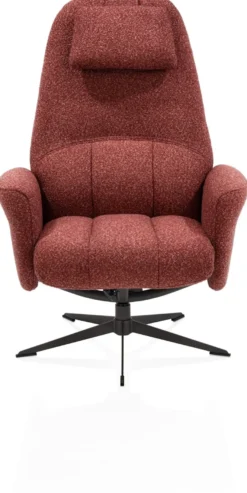 Torino, relaxfauteuil met poef - stof Cloudy - koper