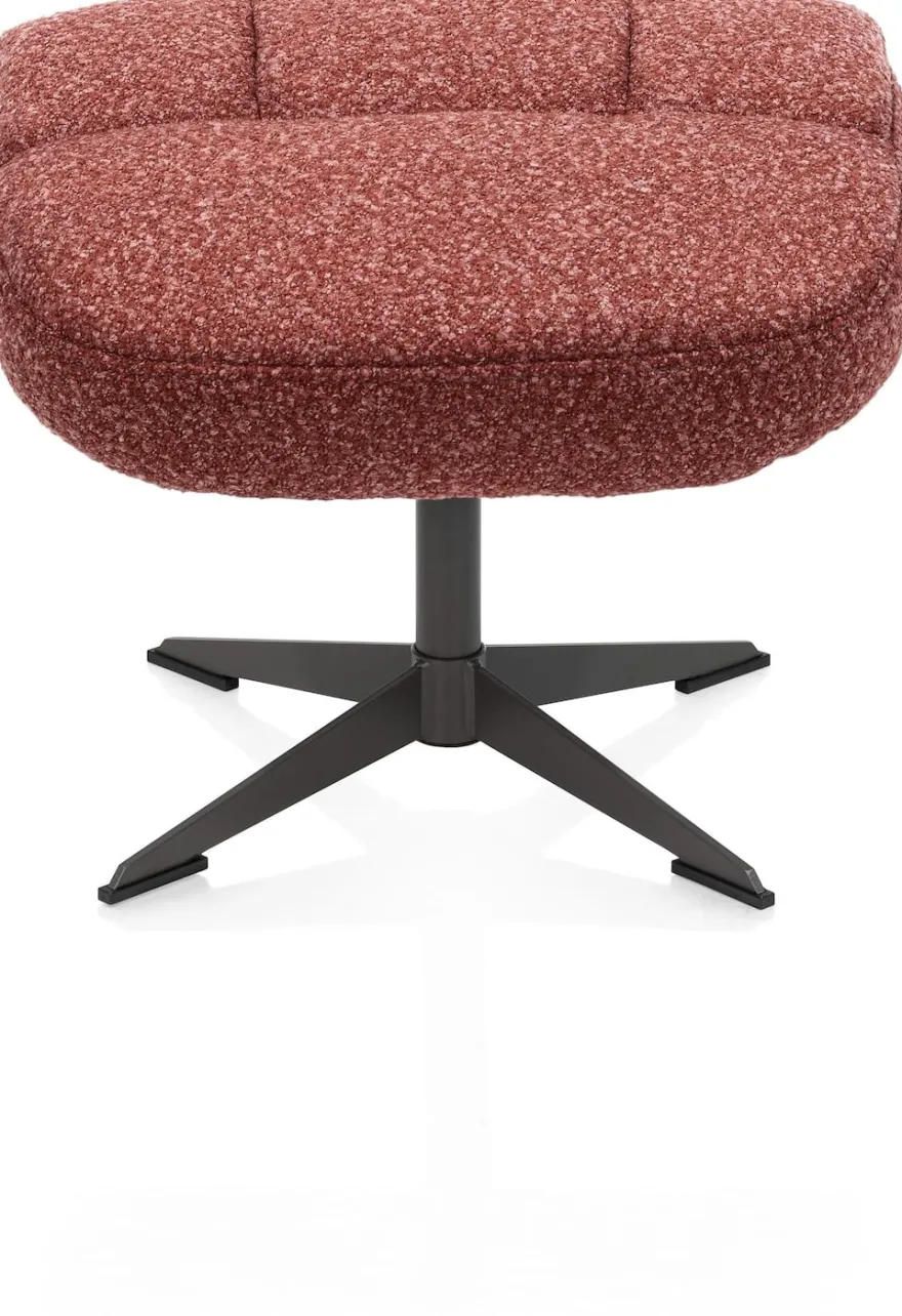 Torino, relaxfauteuil met poef - stof Cloudy - koper