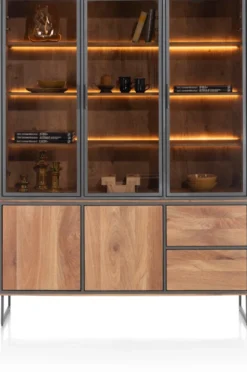 Trapani, buffet 160 cm - 3-glasdeuren + 2-deuren + 2-laden (+ LED)
