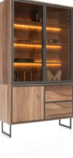 Trapani, buffet 120 cm - 2-glasdeuren + 1-deur + 2-laden (+ LED)