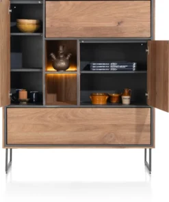Trapani, highboard 120 cm - 2-deuren + 2-laden + 2-niche (+ LED)