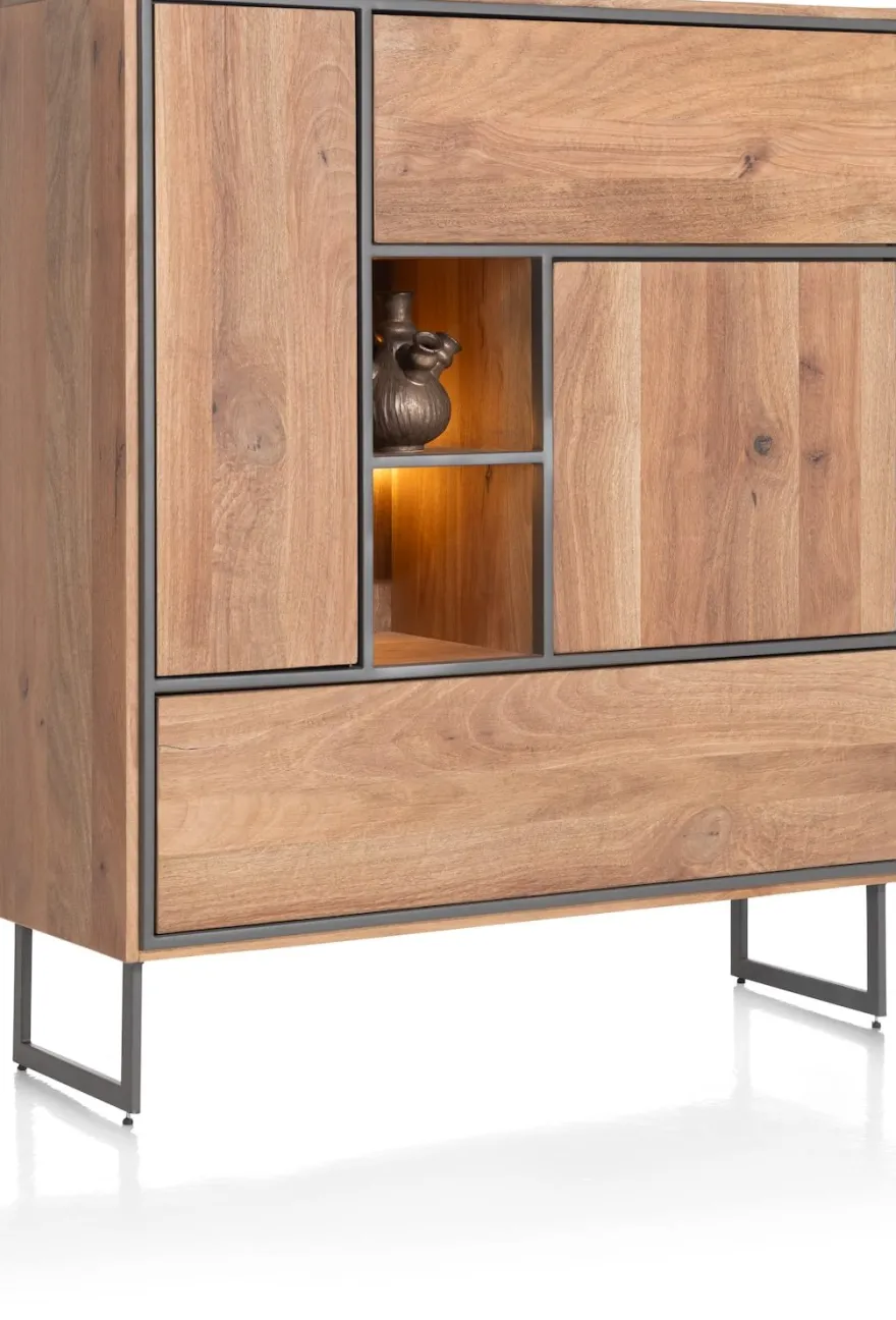 Trapani, highboard 120 cm - 2-deuren + 2-laden + 2-niche (+ LED)