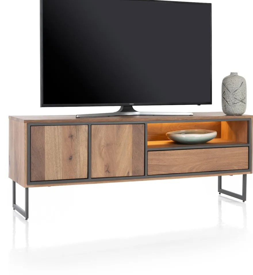 Trapani, lowboard 160 cm - 2-deuren + 1-lade + 1-niche (+ LED)