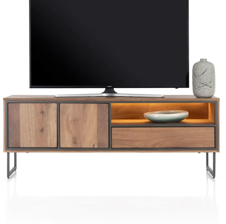 Trapani, lowboard 160 cm - 2-deuren + 1-lade + 1-niche (+ LED)