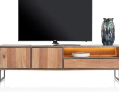 Trapani, lowboard 200 cm - 2-deuren + 1-lade + 1-niche (+ LED)